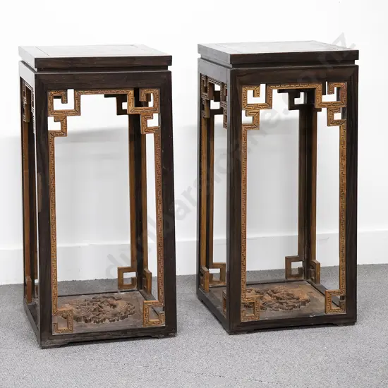 Pair Chinese Rosewood Side Tables
