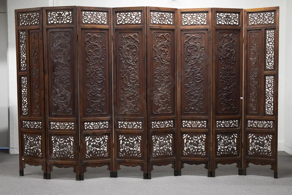 Pair Of Late C19th Chinese Rosewood 4 Panel Dressing Screens Image 1++