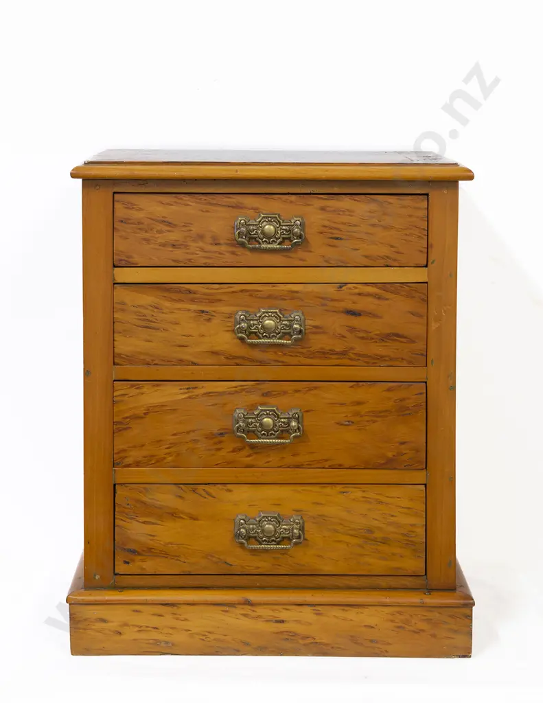 Late C19th NZ Colonial Kauri Miniature 4 Drawer Chest Image 1++