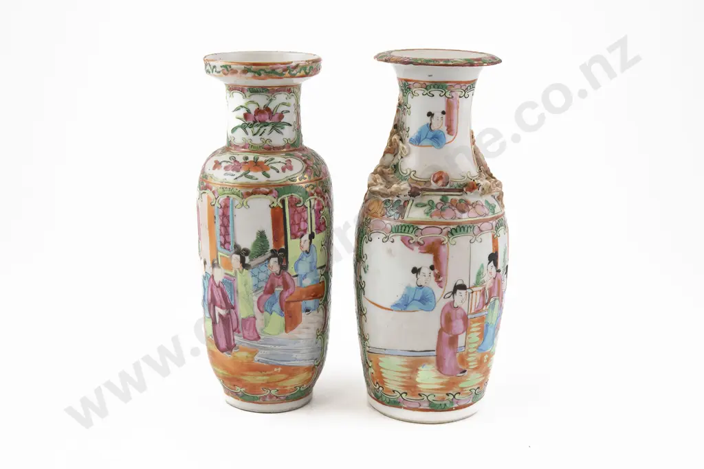 Two Chinese Canton Famille Rose Vases Image 1++