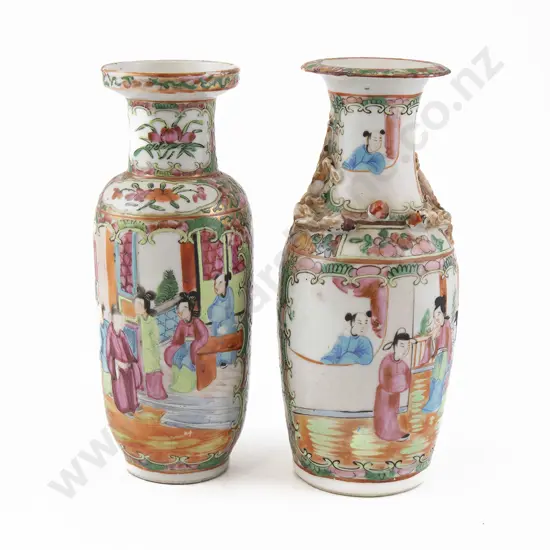 Two Chinese Canton Famille Rose Vases