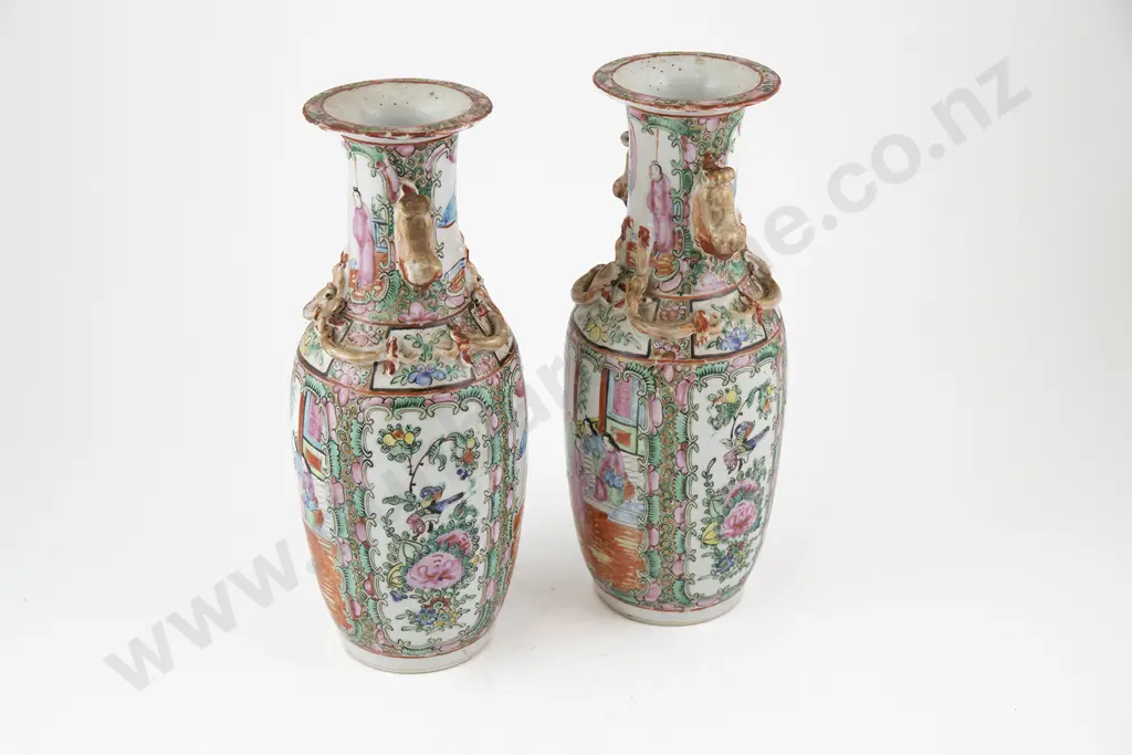Pair of Chinese Canton Famille Rose Vases Image 1++