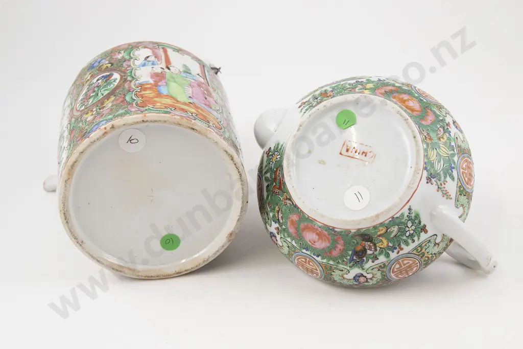 Two Chinese Canton Famille Rose Porcelain Teapots Image 1++