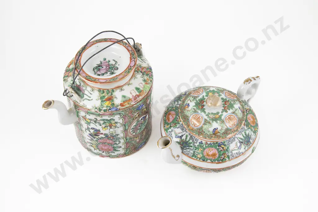 Two Chinese Canton Famille Rose Porcelain Teapots Image 1++