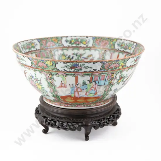 A Large Chinese 19th Century Qing Dynasty Canton Famille Rose Bowl