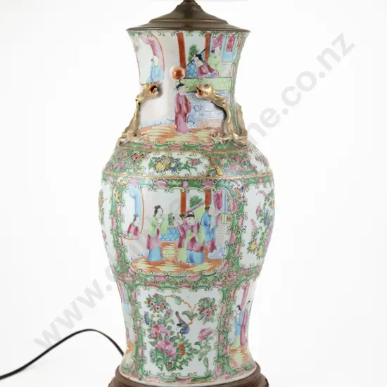 A Large and Impressive Chinese 19th Century Qing Dynasty Canton Famille Rose Table Lamp