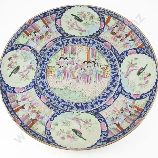 Large and Impressive Chinese Canton Porcelain Famille Rose Charger