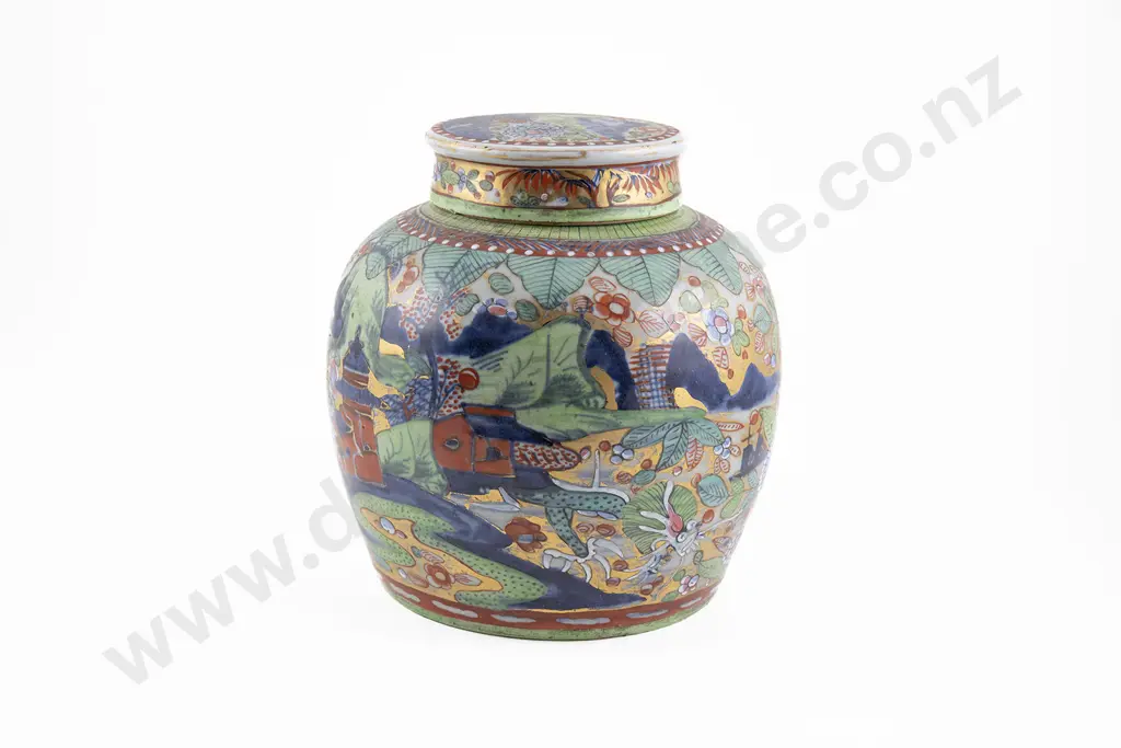 Decorative 19th Century Chinese Lidded Jar Image 1++
