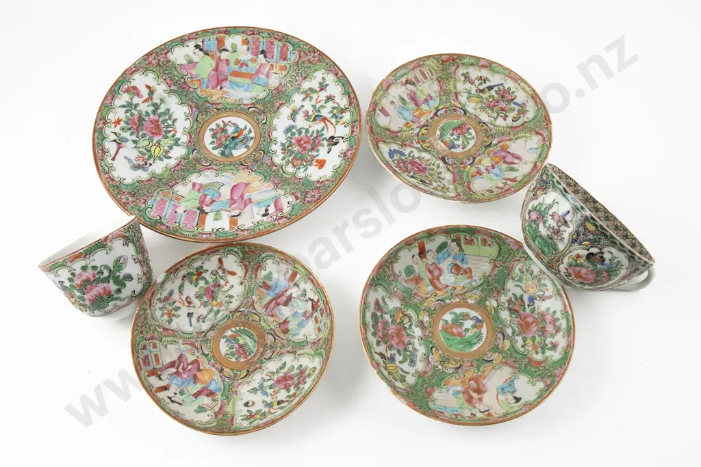 Six Assorted Pieces of Canton Famille Rose Porcelain Image 1++