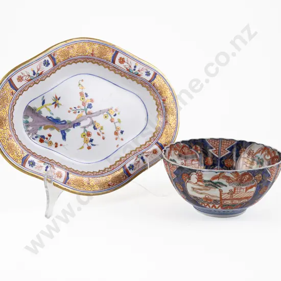 Chinese Porcelain Imari Bowl together with a Japanese Kakiemon Dish
