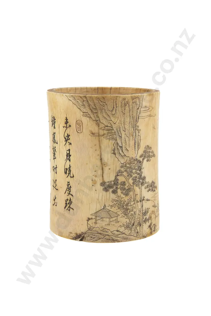 A 19th Century Chinese Ivory Brush Pot Image 1++