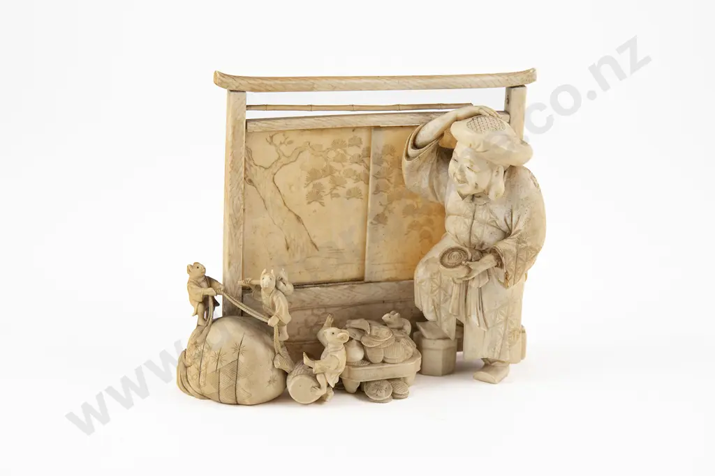 Japanese Meiji Period Ivory Figure Group Image 1++