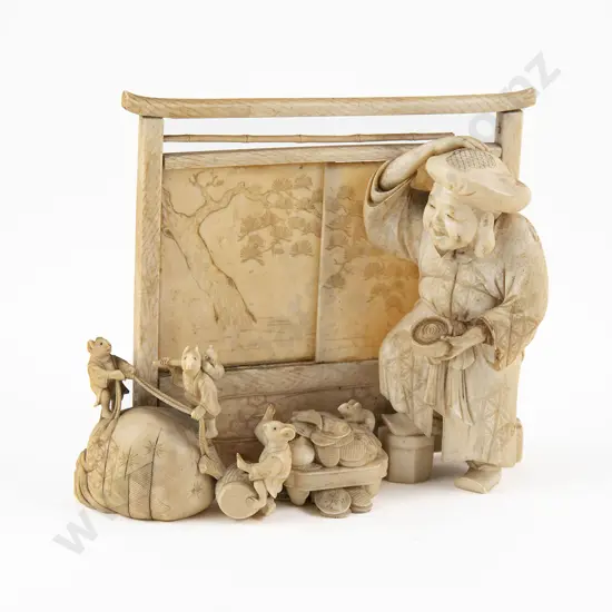 Japanese Meiji Period Ivory Figure Group