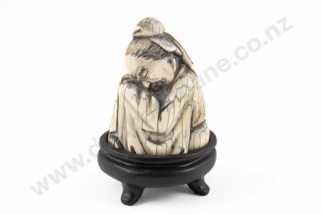 Chinese Mammoth Ivory Tusk Carving of a Confucian Scholar Image 1++