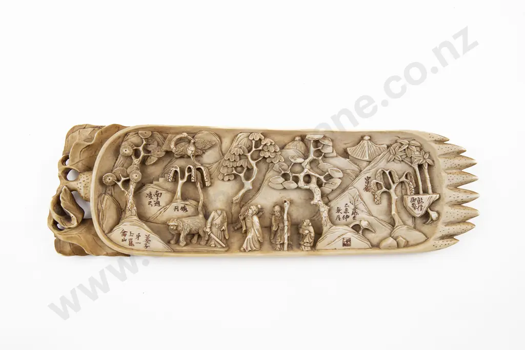 19th Century Carved Chinese Ivory Panel Image 1++