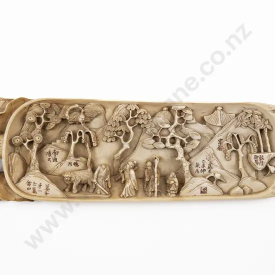 19th Century Carved Chinese Ivory Panel