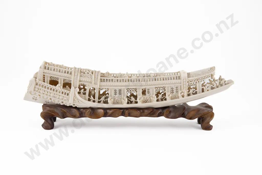 Chinese Ivory Model of a Pleasure Boat Image 1++