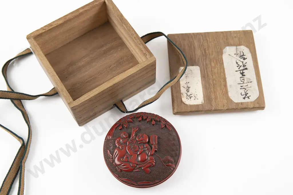 A Fine and Rare Ming Dynasty Red Lacquer Incense Box Image 1++