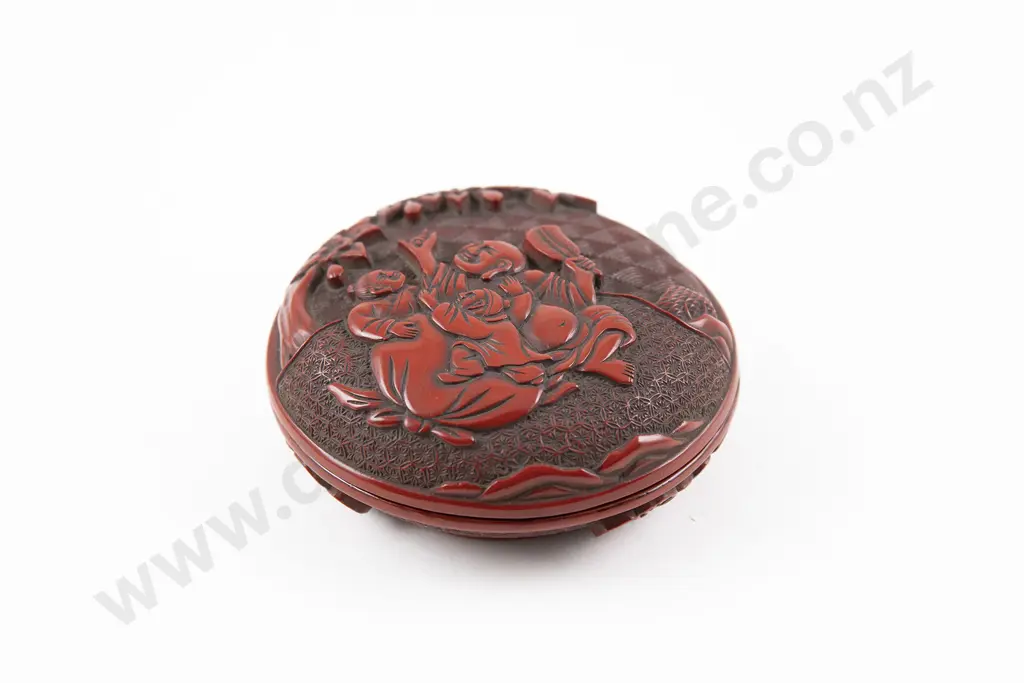 A Fine and Rare Ming Dynasty Red Lacquer Incense Box Image 1++