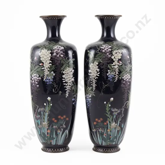 A pair of Japanese Meiji Period Cloisonne Vases