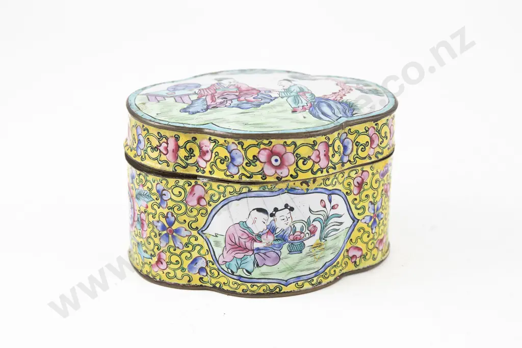 19th Century Chinese Cantonese Enamel Box and Cover Image 1++
