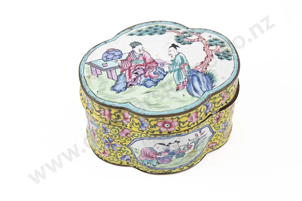 19th Century Chinese Cantonese Enamel Box and Cover Image 1++