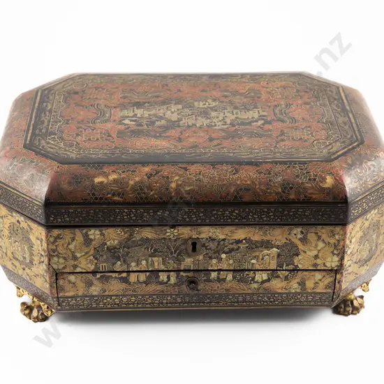 A Chinese Export Black Lacquer Sewing Box
