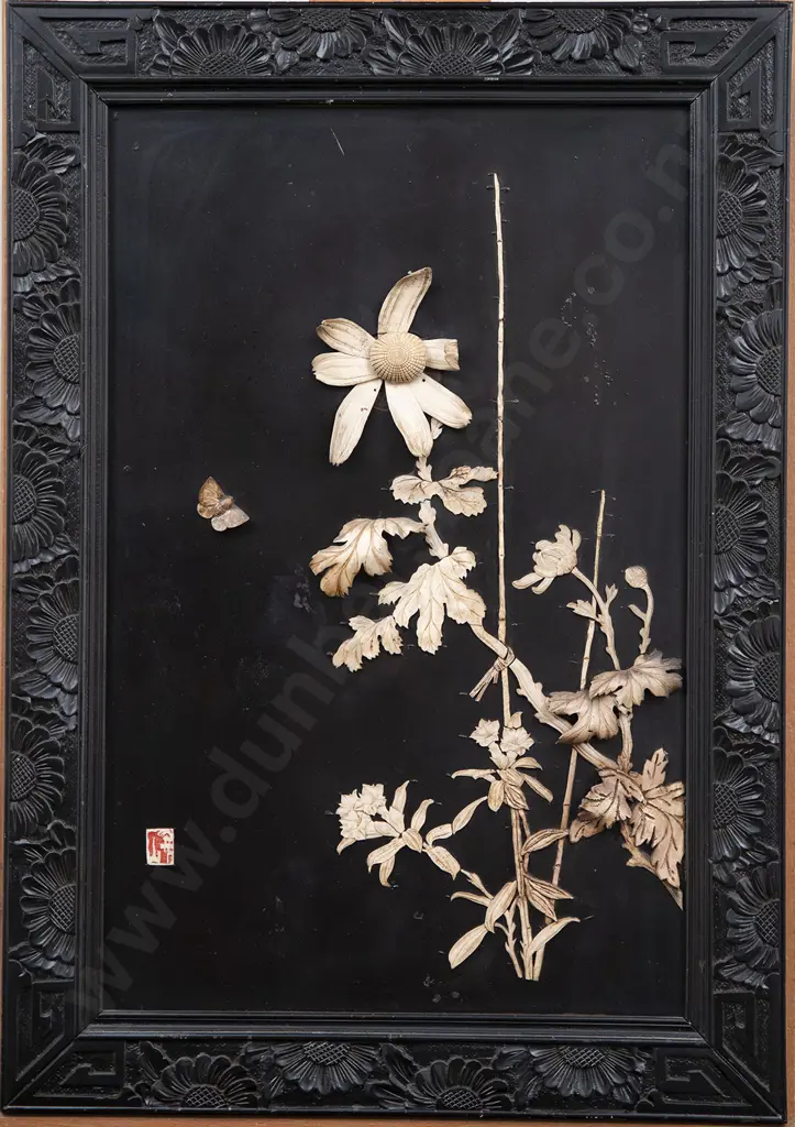 Decorative Ebonised Chinese Panel Image 1++