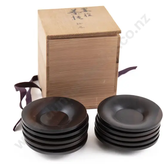 Ten Fine Japanese Ebony Tea Trays
