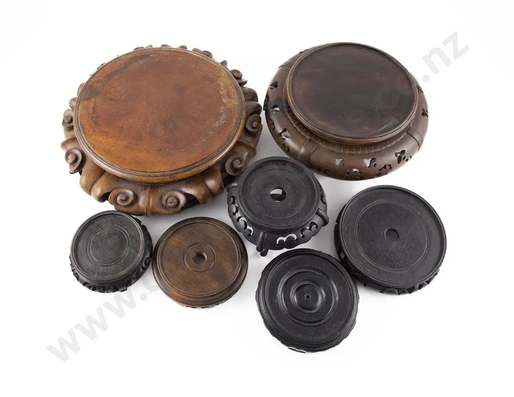 Collection of Seven Chinese Various Urn Stands Image 1++
