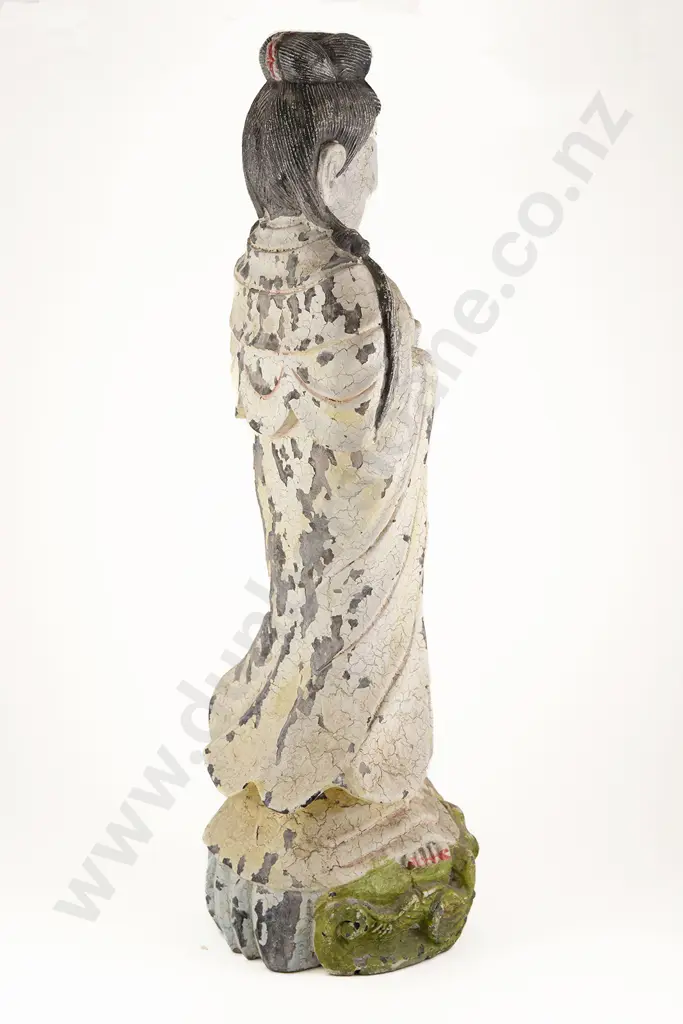 A Decorative Chinese Polychrome Painted Figure of Quan Yin Image 1++