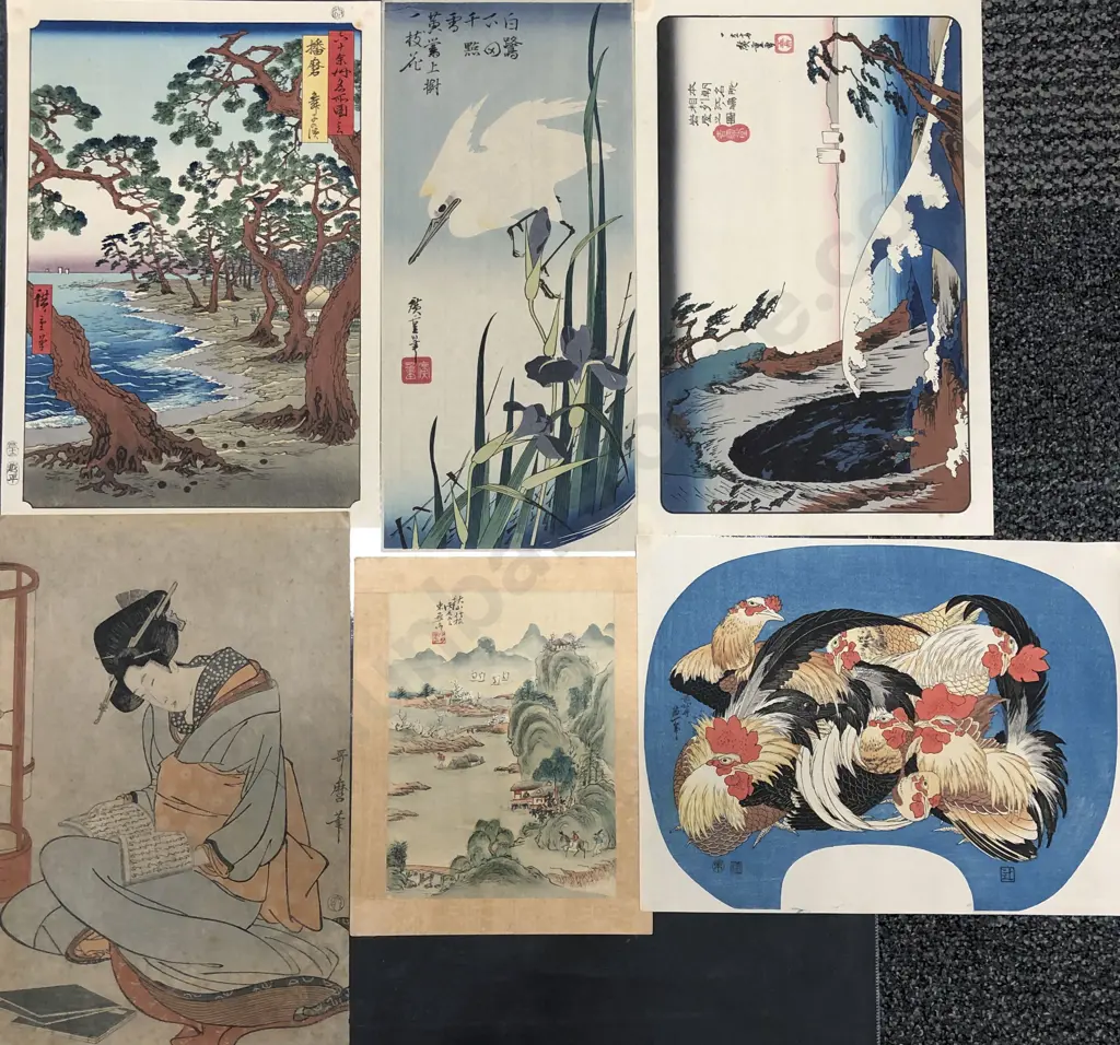 Six Japanese Ukiyo-e (Woodblock Prints) Image 1++