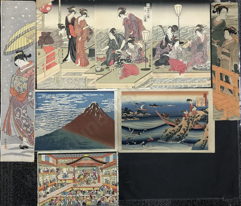 Six Japanese Ukiyo-e (Woodblock Prints) Image 1++