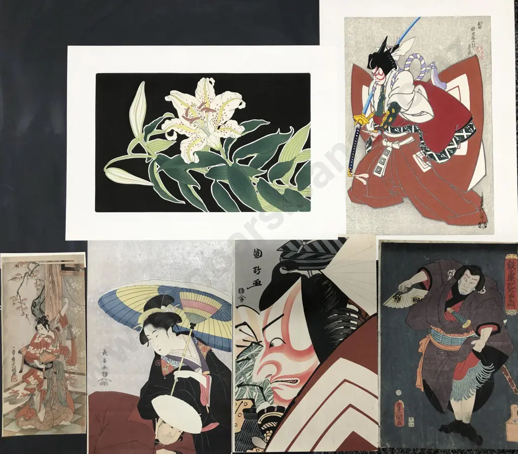 Six Japanese Ukiyo-e (Woodblock Prints) Image 1++