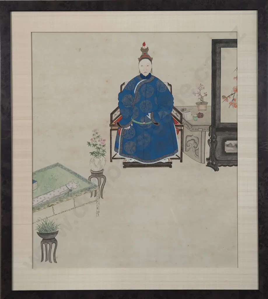 Chinese Watercolour Painting of a Ming Dynasty Lady of Rank Image 1++