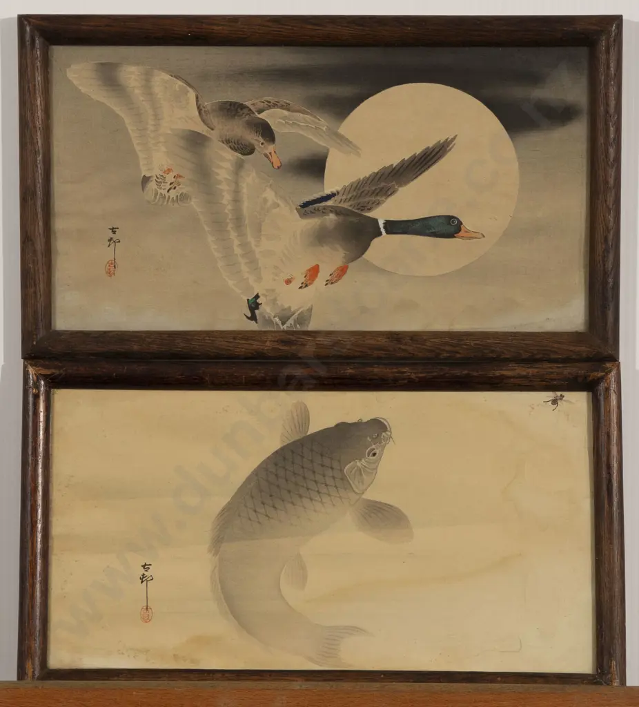 Five Framed Chinese Watercolour Works of Animals Image 1++