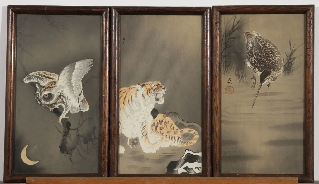 Five Framed Chinese Watercolour Works of Animals Image 1++