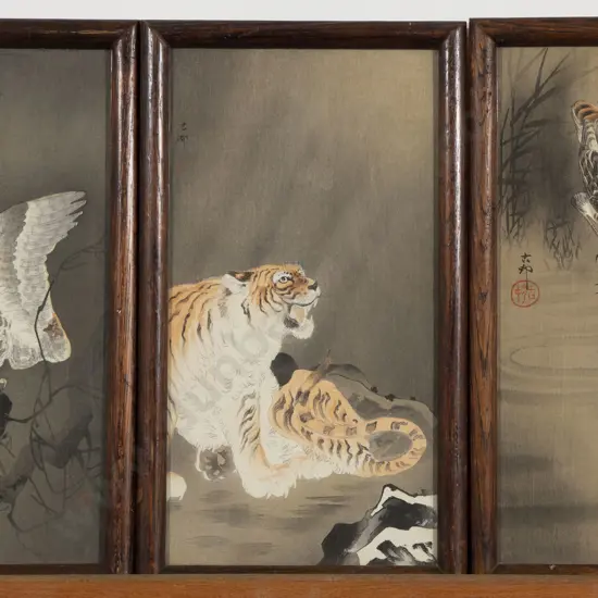 Five Framed Chinese Watercolour Works of Animals