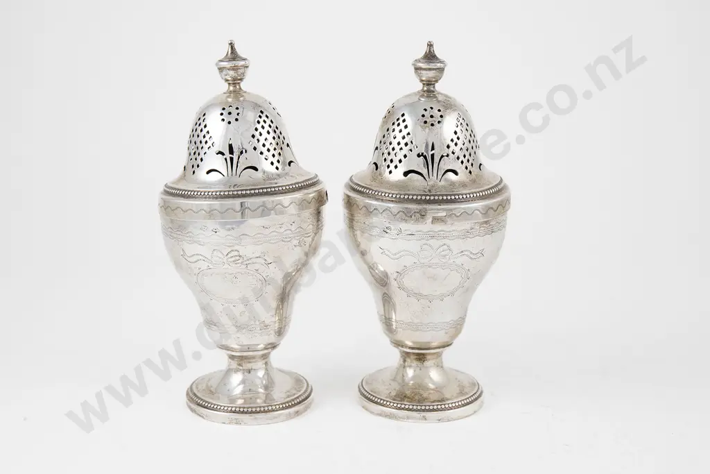 Rare Matched Pair Of Geo III S/S Sugar Casters Image 1++
