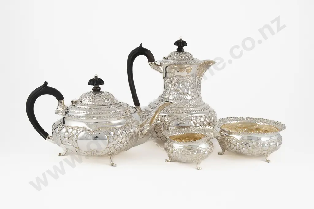 Late Vict S/S 4 Piece Teaset Image 1++