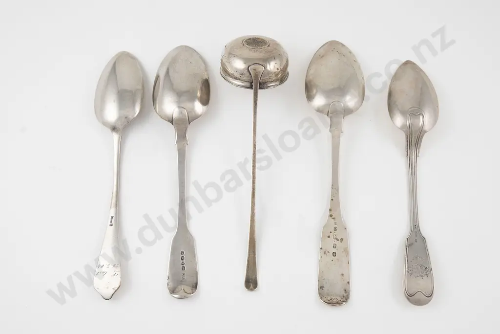 5 Various Silver Tablespoons Image 1++