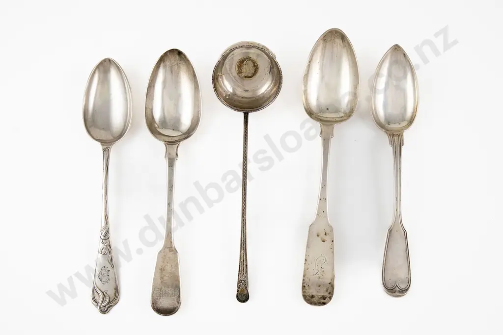 5 Various Silver Tablespoons Image 1++