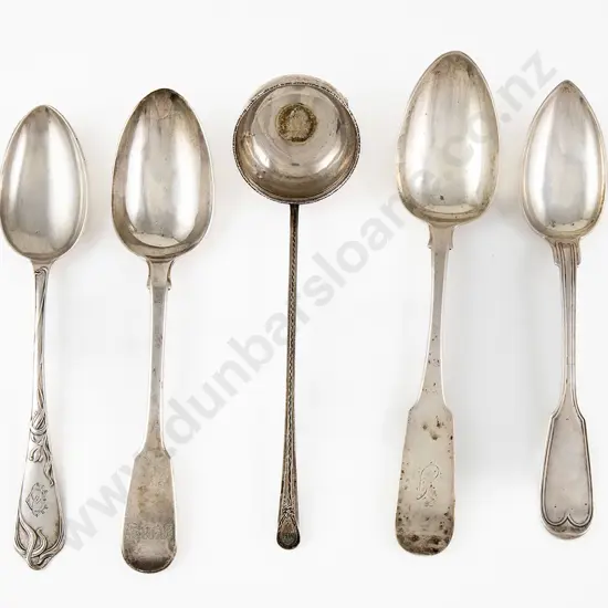 5 Various Silver Tablespoons