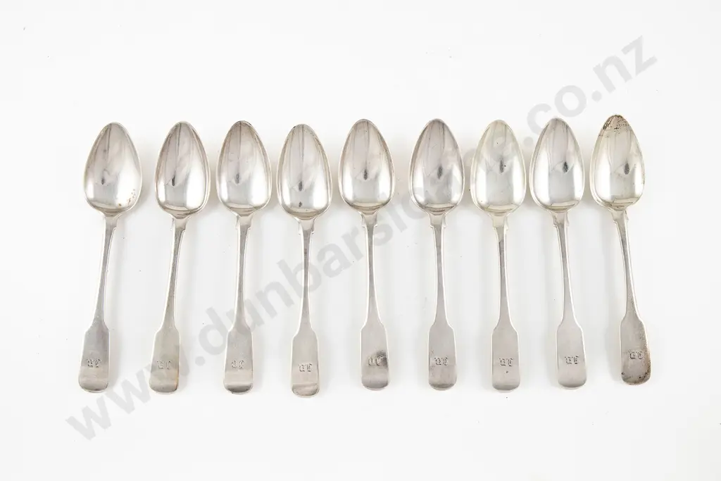 Rare Matched Set Of 8 Early C19th S/S Scottish Provincial (Elgin) Dessert Spoons Image 1++