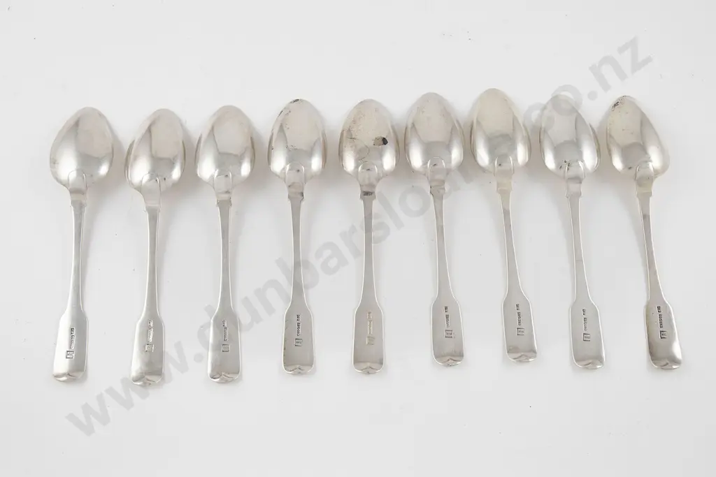 Rare Matched Set Of 8 Early C19th S/S Scottish Provincial (Elgin) Dessert Spoons Image 1++