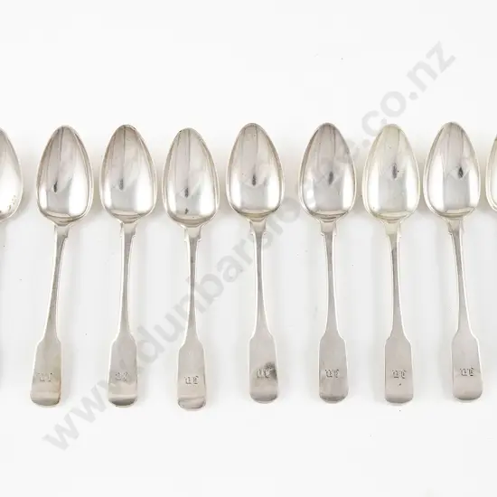 Rare Matched Set Of 8 Early C19th S/S Scottish Provincial (Elgin) Dessert Spoons