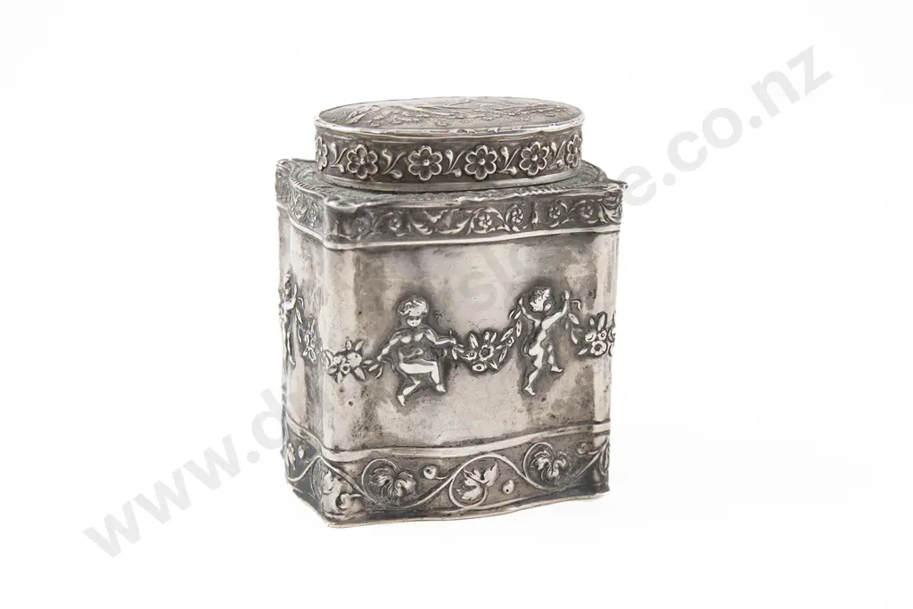 Late C19th Dutch Silver Tea Caddy Image 1++