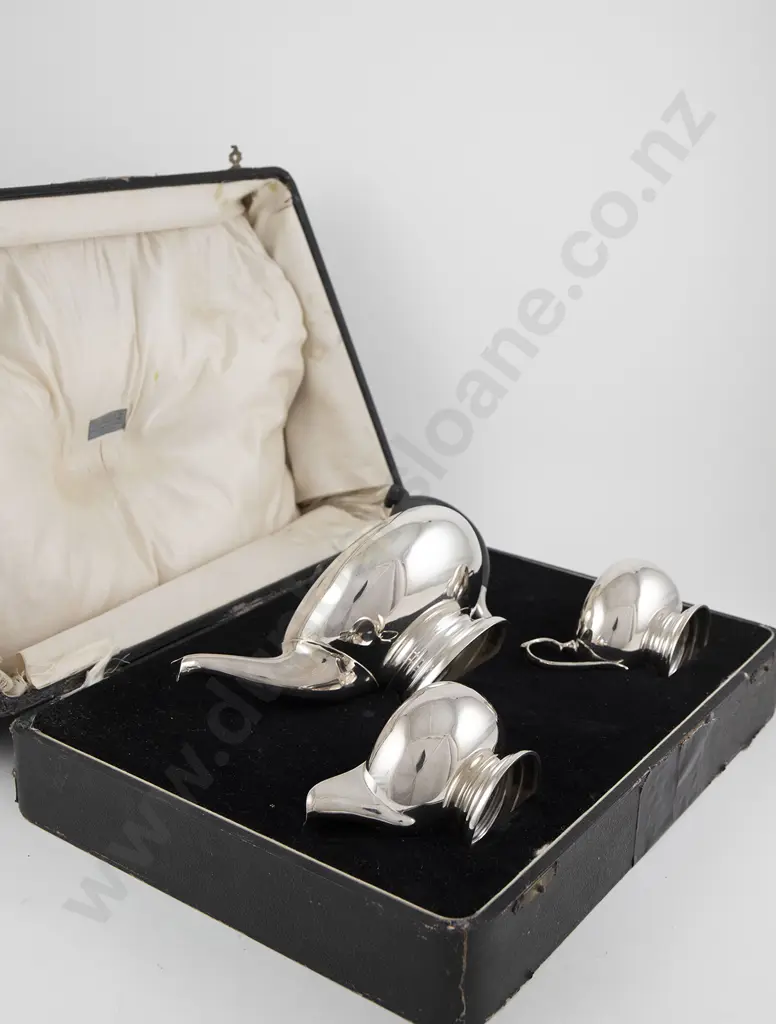 Cased Geo V S/S 3 Piece Teaset Image 1++