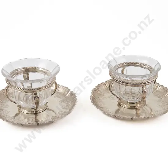 Rare Matched Pair Of Geo II S/S Strawberry Dishes