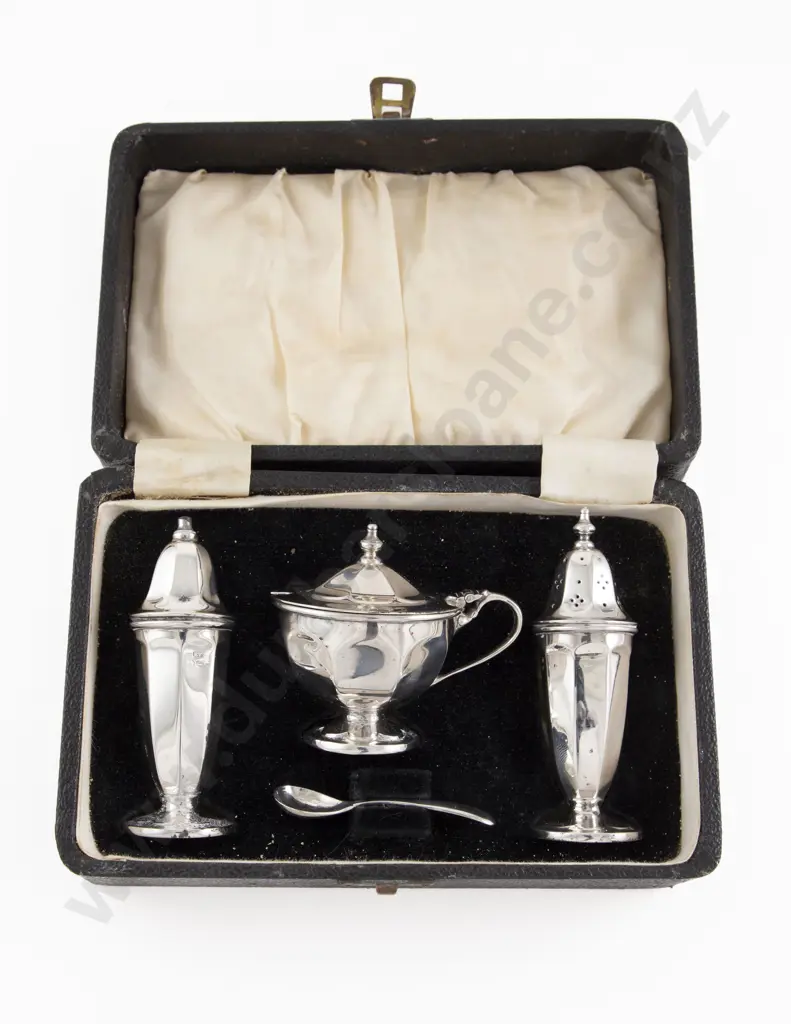 Cased Geo VI S/S 4 Piece Cruet Set Image 1++